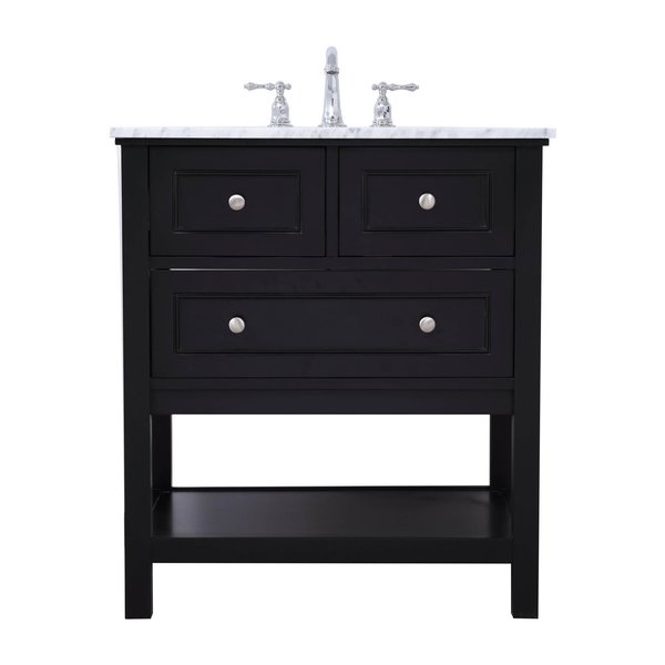 Elegant Decor 30 In. Single Bathroom Vanity Set In Black VF27030BK